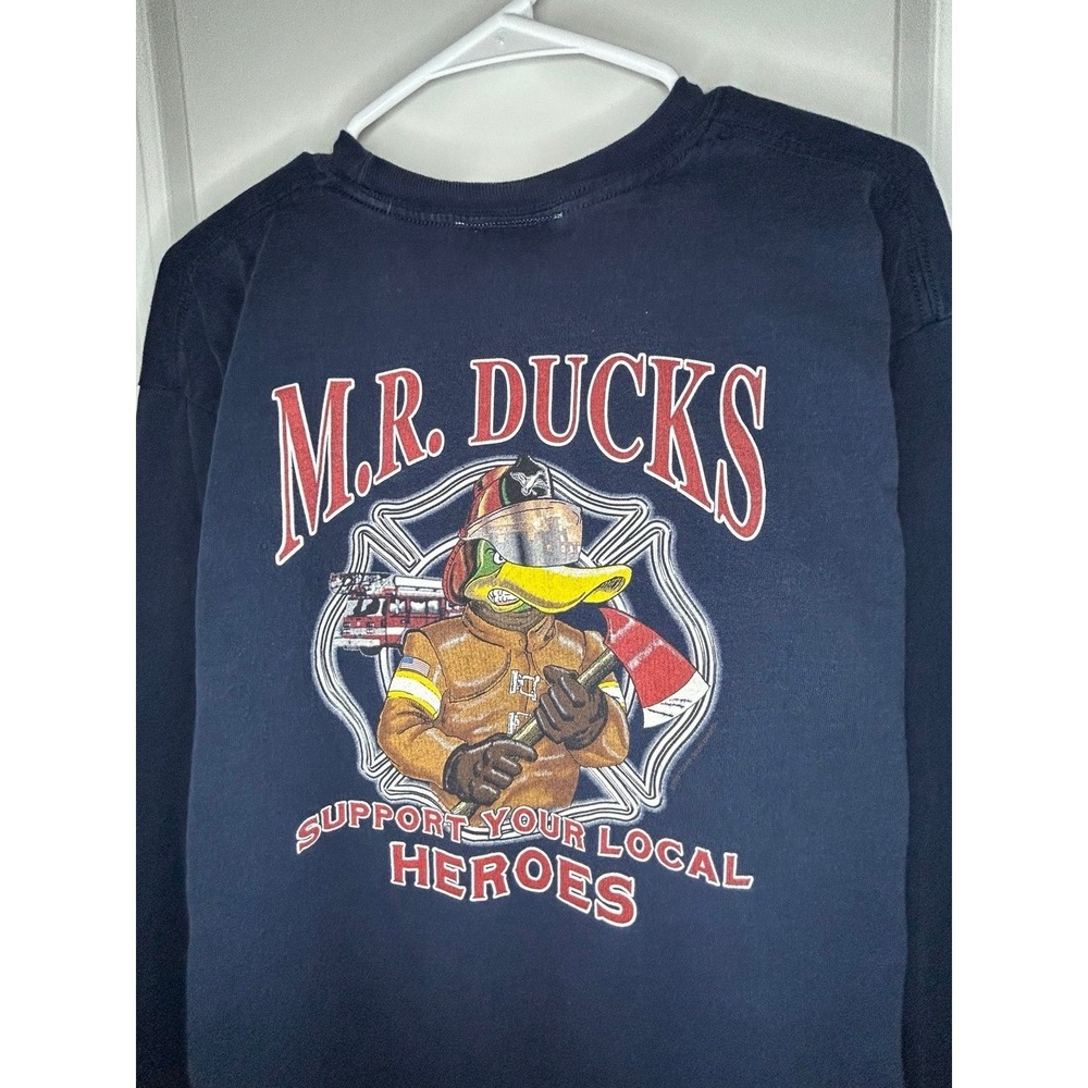 Vintage 90's Y2K M.R. Ducks Fire Fighter Big Graphic Long Sleeve T-Shirt